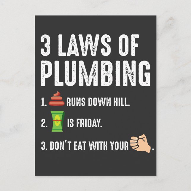 Laws Of Plumbing Gift for Plumber Journeyman Postcard (Front)