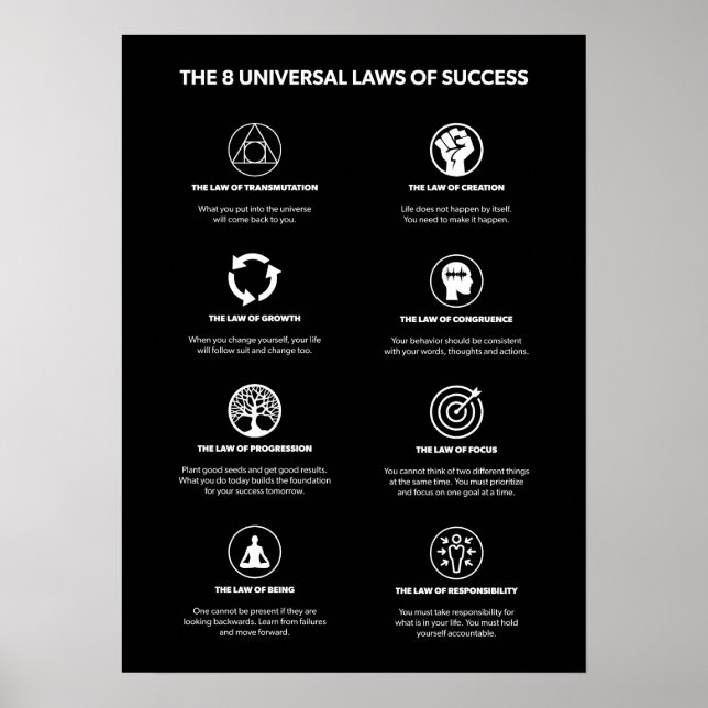 Laws Of Success - Motivational Poster (Front)