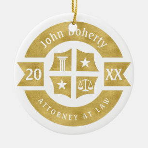 Lawyer 20XX Attorney At Law   Decorative Golden Ceramic Tree Decoration