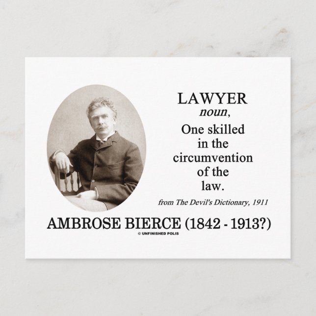 Lawyer (Ambrose Bierce The Devil's Dictionary) Postcard (Front)