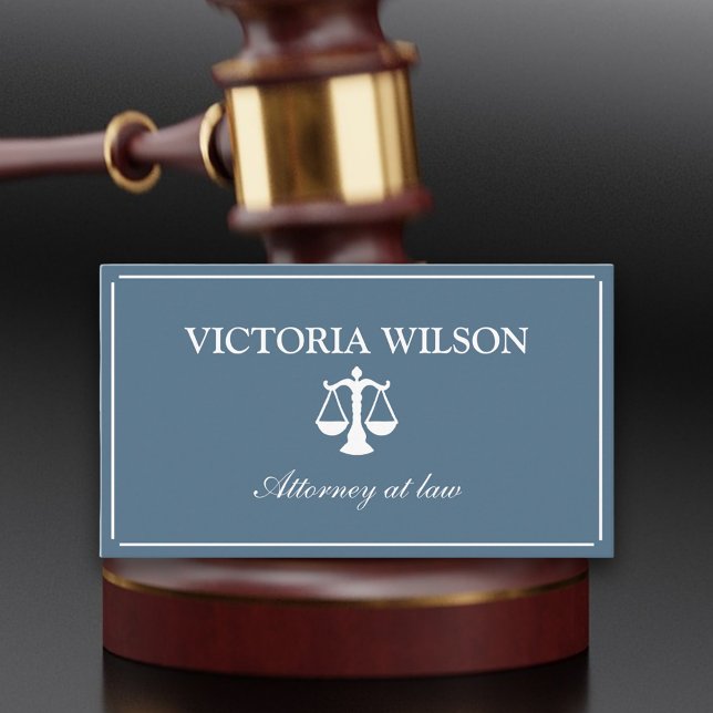 Lawyer Attorney at law blue grey QR code Business Card (Attorney business card with qr code )