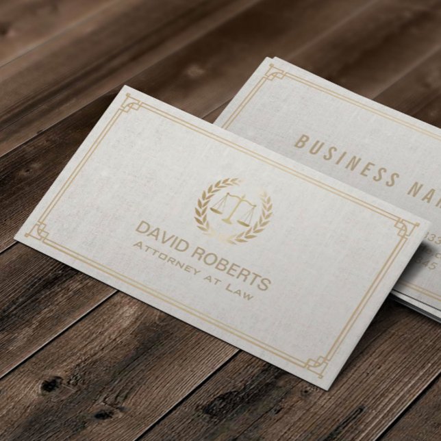 Lawyer Attorney at Law Classy Linen Elegant Business Card (Creator Uploaded)
