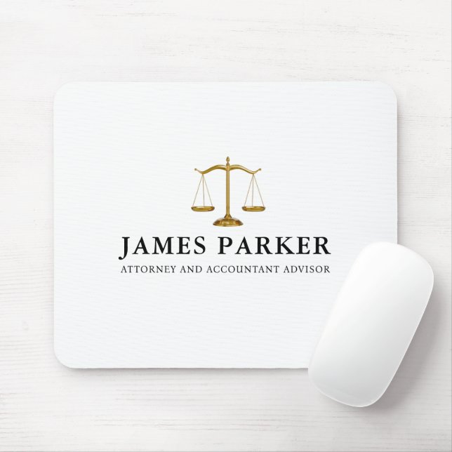 Lawyer Attorney At Law Classy White Mouse Mat (With Mouse)