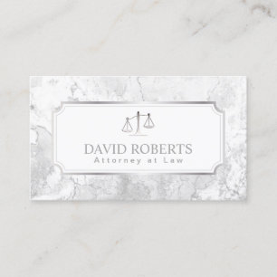 Lawyer Attorney at Law Modern White Marble Business Card