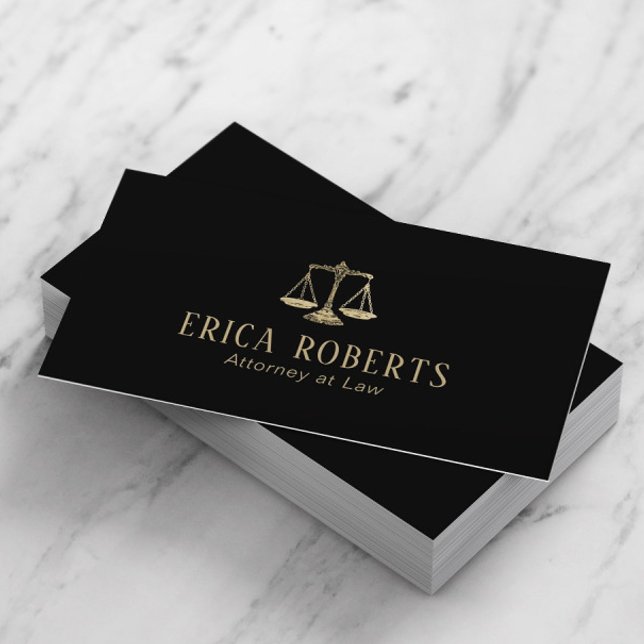 Lawyer Attorney at Law Professional Black & Gold Business Card (Creator Uploaded)