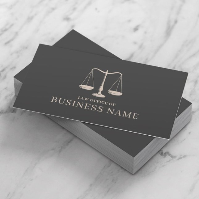 Lawyer Attorney at Law Scale of Justice Dark Grey Business Card (Creator Uploaded)