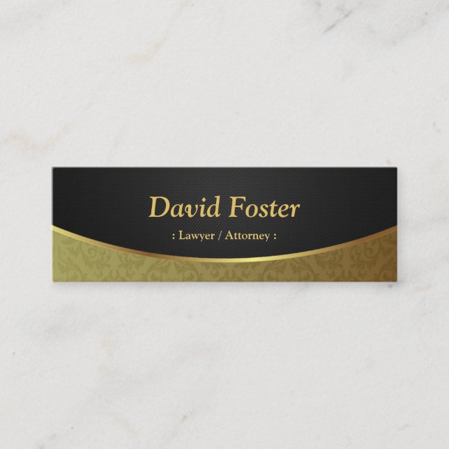 Lawyer / Attorney - Black Gold Damask Mini Business Card (Front)