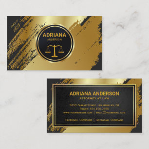  Lawyer Attorney black & golden scale professional Business Card