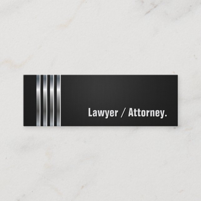 Lawyer / Attorney - Black Silver Stripes Mini Business Card (Front)