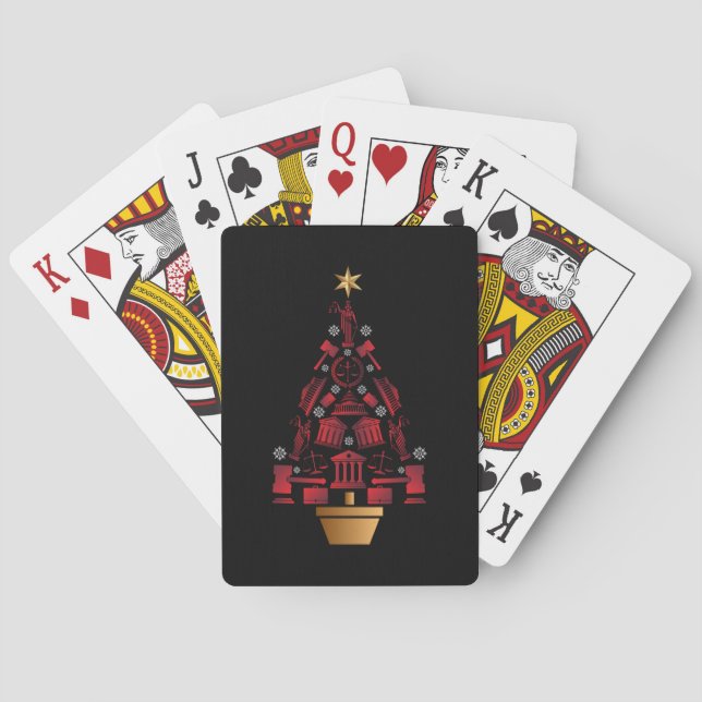 Lawyer Attorney Christmas Tree Playing Cards (Back)