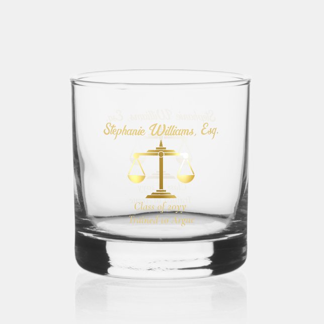Lawyer Attorney Class Year Trained to Argue Whiskey Glass (Front)