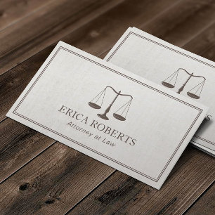 Lawyer Attorney Classy Law Scale Elegant Linen Business Card