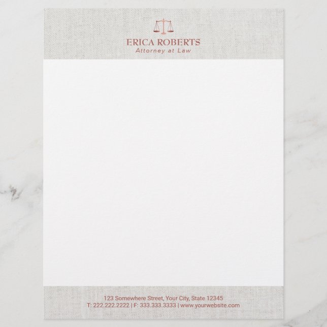 Lawyer Attorney Foil Rose Gold Classy Law Office Custom Letterhead (Front)