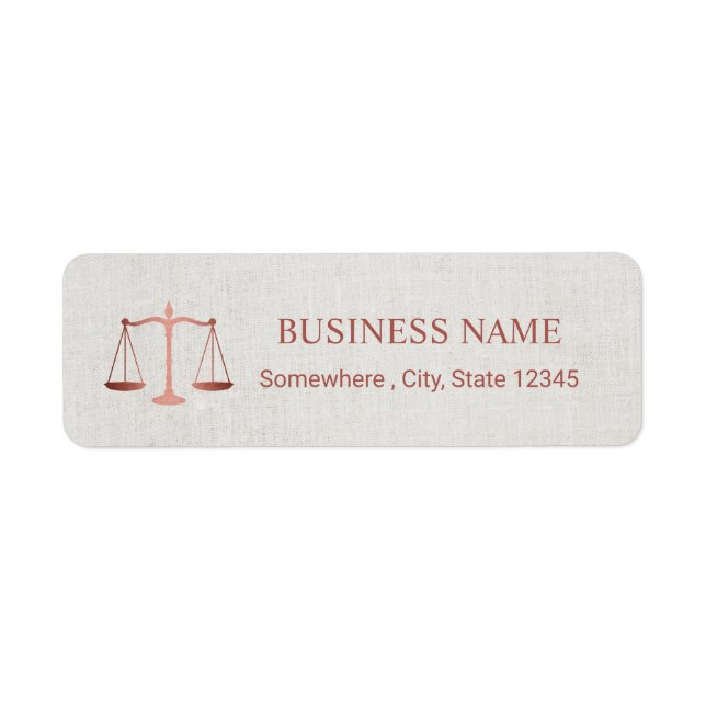 Lawyer Attorney Foil Rose Gold Elegant Linen (Front)