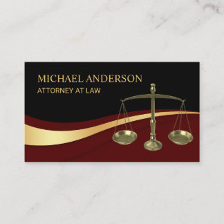 Lawyer Attorney Justice Elegant Black & Dark Red Business Card