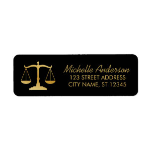 Lawyer Attorney luxury Black Gold Return Address  