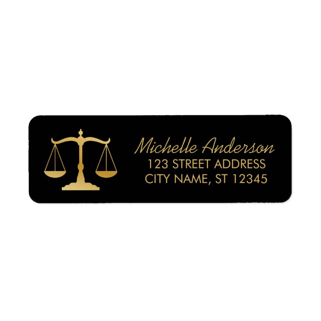 Lawyer Attorney luxury Black Gold Return Address   (Front)