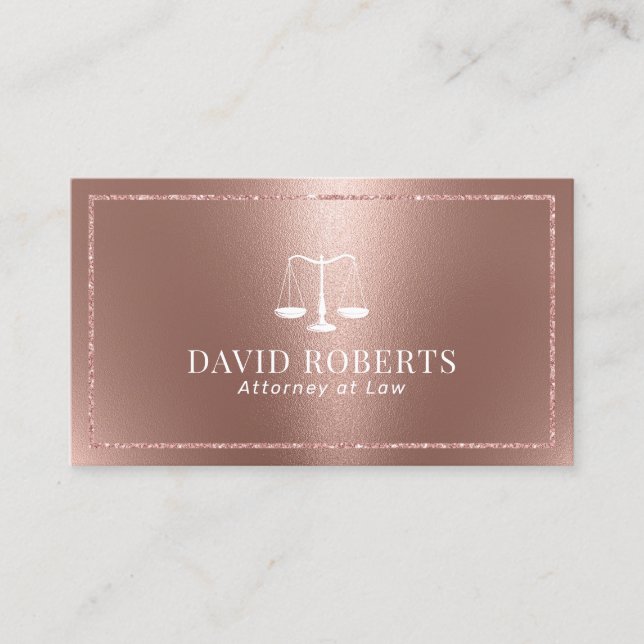 Lawyer Attorney Modern Rose Gold Legal Consultant Business Card (Front)