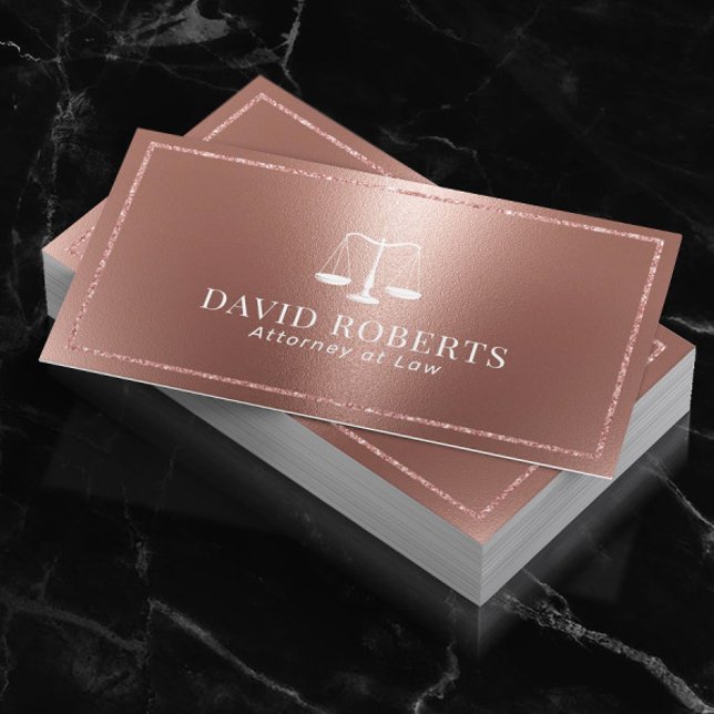 Lawyer Attorney Modern Rose Gold Legal Consultant Business Card (Creator Uploaded)