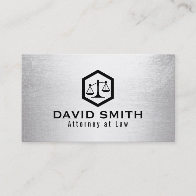Lawyer Attorney Modern Silver Law Office Business Card (Front)