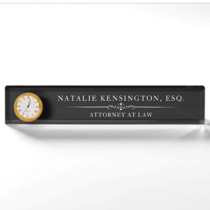Lawyer Attorney Professional Black White Nameplate