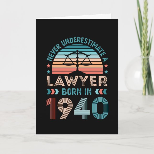 Lawyer born 1940 80th Birthday Law Gift Attorney Card (Front)