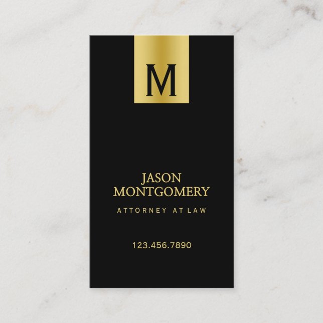 Lawyer business card design Black and gold (Front)