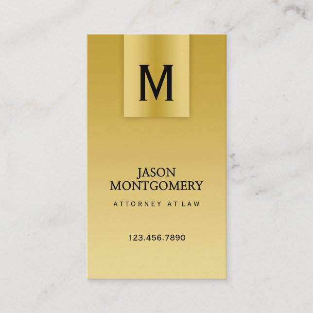 Lawyer business card design Gold (Front)
