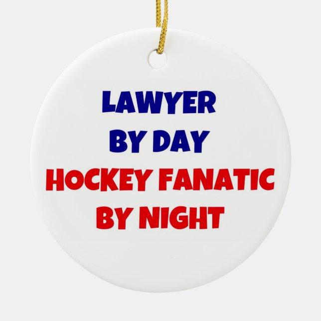 Lawyer by Day Hockey Fanatic by Night Ceramic Tree Decoration (Front)