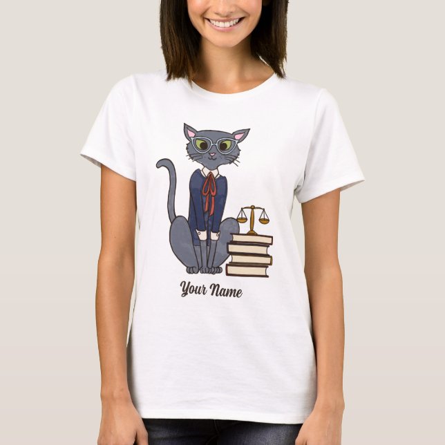 Lawyer Cat - Grey Tom Attorney Cat Lover T-Shirt (Front)