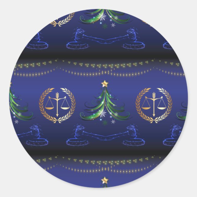 Lawyer Christmas Tree Elegant Classic Round Sticker (Front)