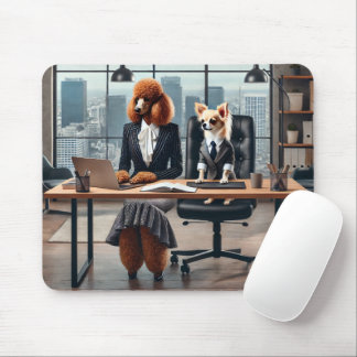 Lawyer dogs working in the office mouse pad 