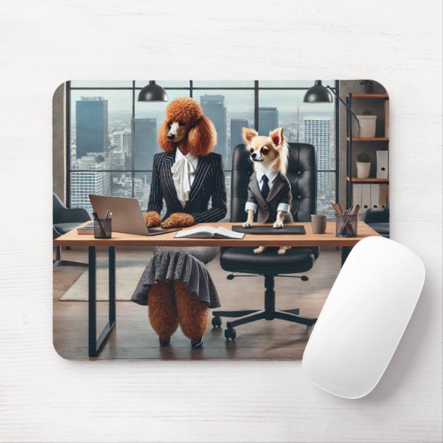 Lawyer dogs working in the office mouse pad  (With Mouse)