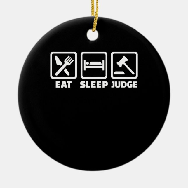 Lawyer Eat Sleep Judge Ceramic Tree Decoration (Front)