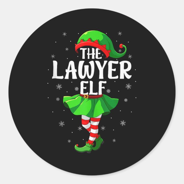 Lawyer Elf Christmas Girls Women Elf Squad Xmas Fa Classic Round Sticker (Front)