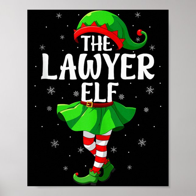 Lawyer Elf Christmas Girls Women Elf Squad Xmas Fa Poster (Front)