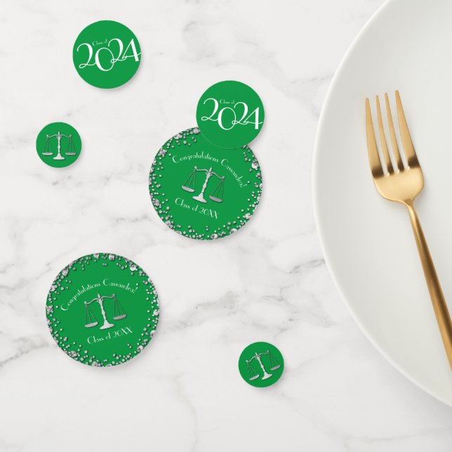 Lawyer Graduation Green SIlver Confetti (Group)