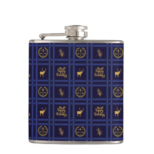 Lawyer Happy Holidays - Xmas Scales of Justice Hip Flask