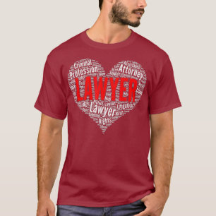 Lawyer Heart Shape Word Cloud Law School Legal T-Shirt
