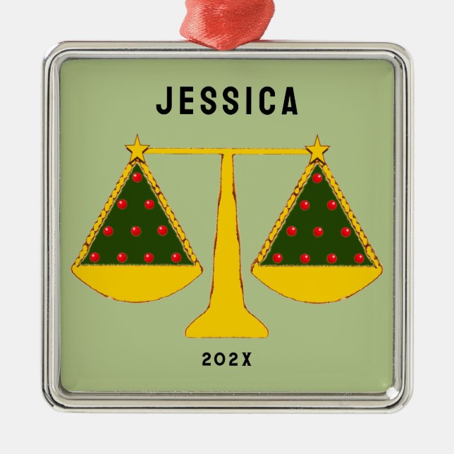 Lawyer Holiday Gift Metal Tree Decoration (Front)