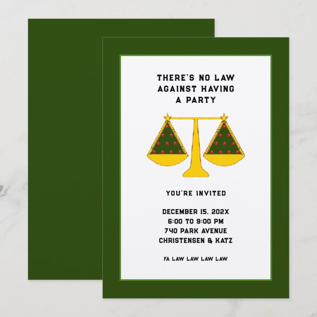 Lawyer Holiday Party Invitation (Front/Back)