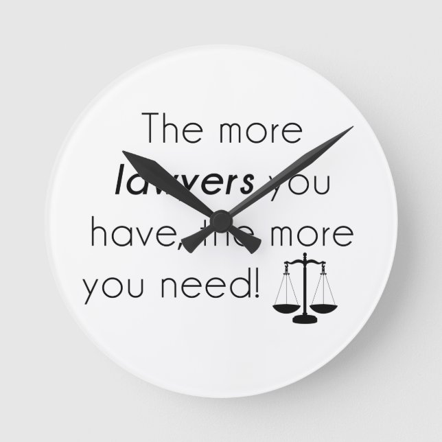 Lawyer humour round clock (Front)