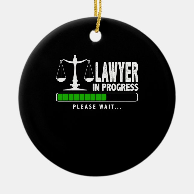 Lawyer In Progress Ceramic Tree Decoration (Front)