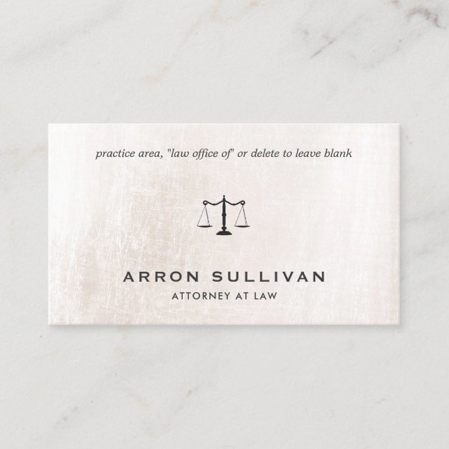 Lawyer Ivory White Marble Business Card (Front)