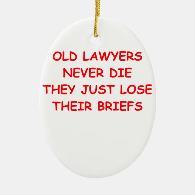 lawyer joke ceramic tree decoration (Front)