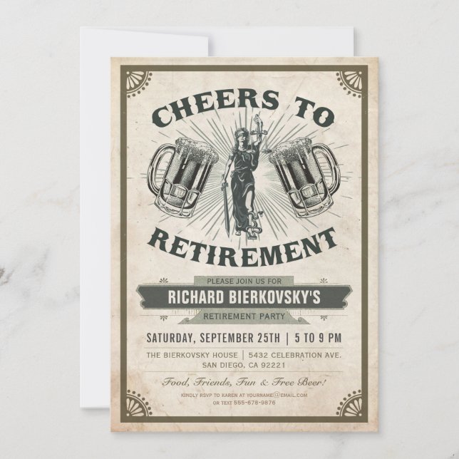 Lawyer/Judge Retirement Party Invitation - Cheers (Front)