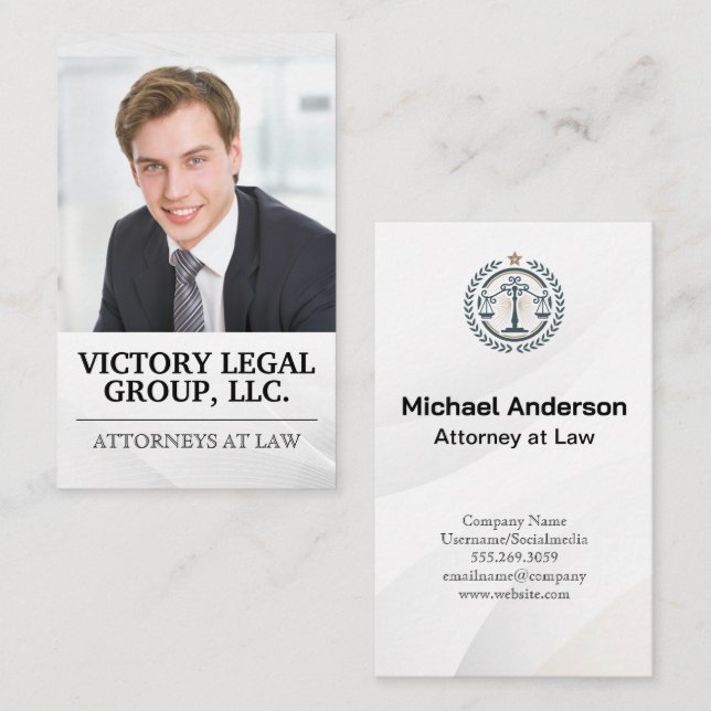 Lawyer | Justice Logo | Business Man Business Card (Front/Back)
