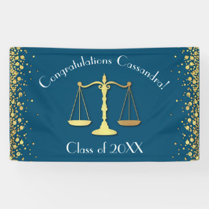 Lawyer Law School blue Gold Graduation Party Banner