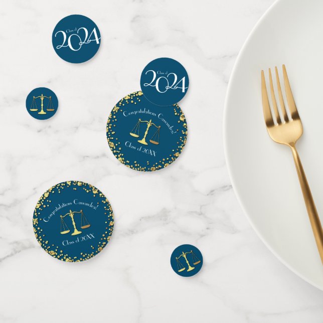 Lawyer Law School blue Gold Graduation Party Confetti (Group)