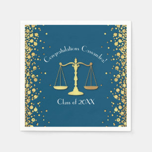 Lawyer Law School Blue Gold Graduation Party Napkin